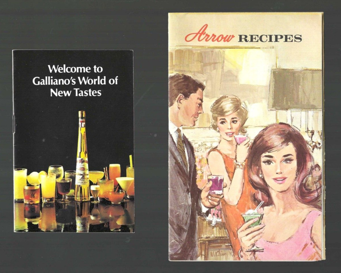 Vintage Collectible 1970s Galliano, Arrow Cordial Cocktail Drink Recipe Booklets