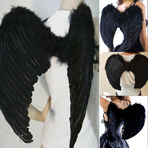 S~xxl Black Feather Angel Wings Adult Fairy Angel Wings Fancy Costume Christmas
