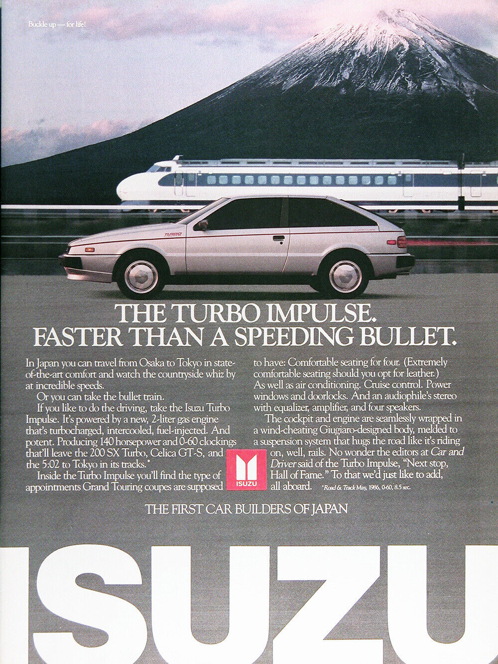 1986 Isuzu Impulse Turbo Genuine Vintage Ad ~ Bullet Train ~ Free Shipping!