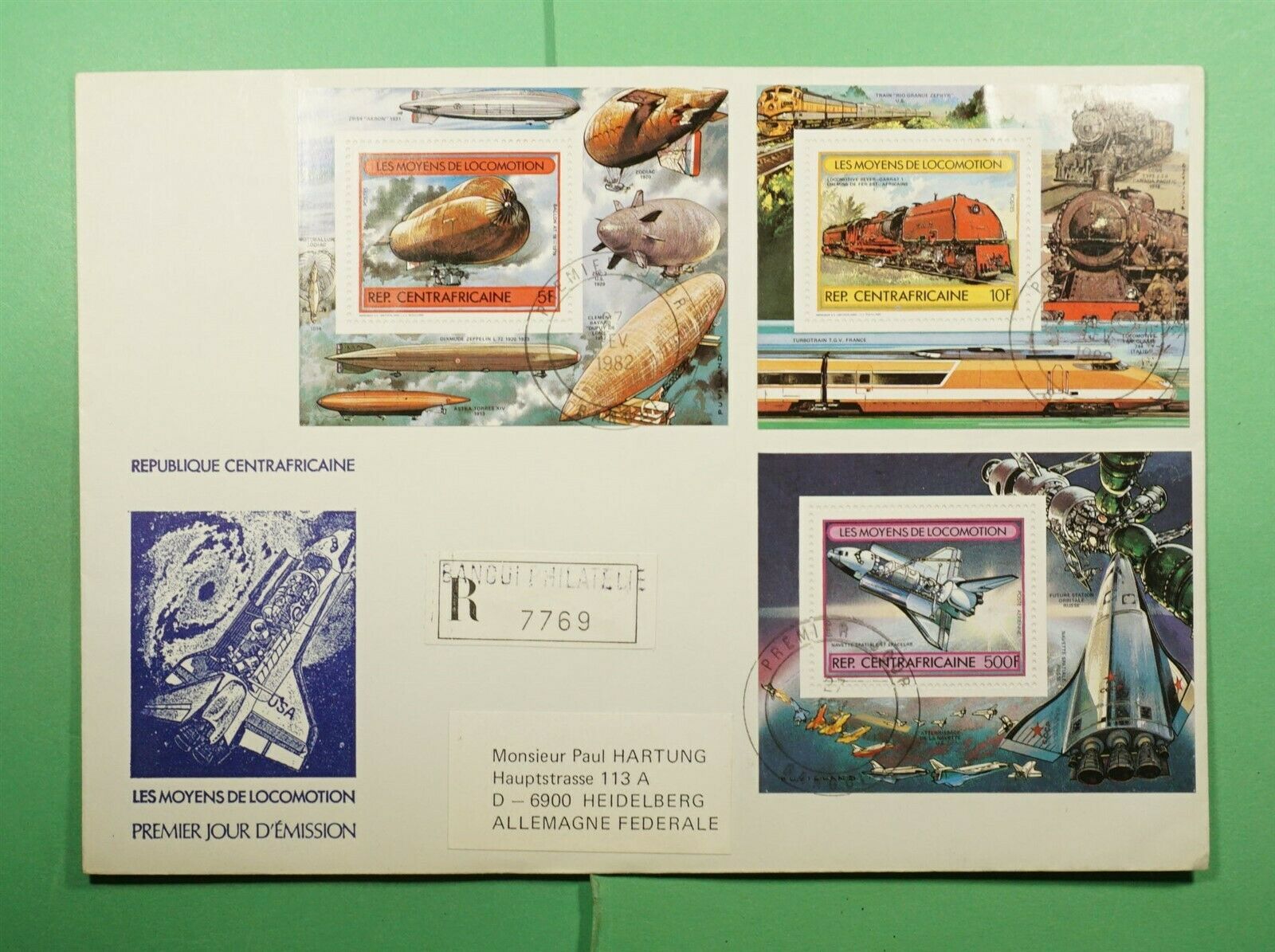 Dr Who 1982 Central African Republic Fdc Transportation S/s Combo Space Lg13121
