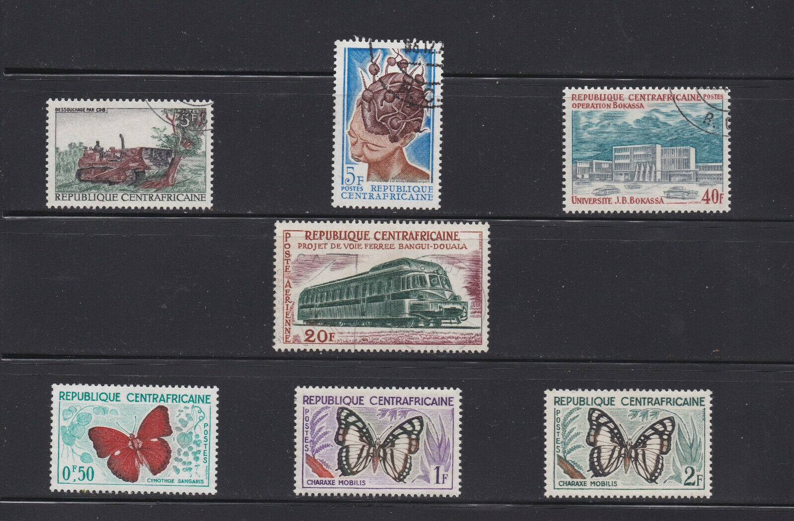 Lot Of 7 Central Africa Stamps - Mini Collection Mint / Used Singles -cf02