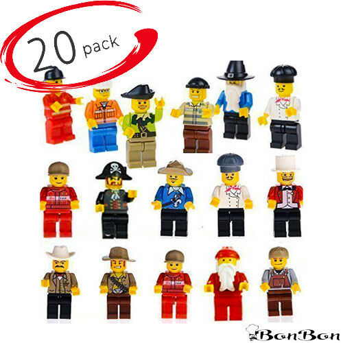 20 Mini Figures Set Of Professions - Policeman, Fireman, Driver, Chef & More