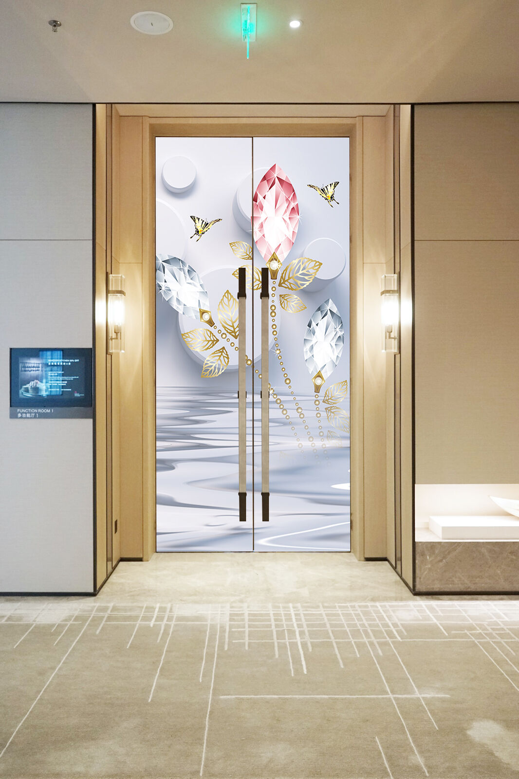 3d Diamonds Wallpaper Door Sticker Removeable Living Room Door Mural Home Decor