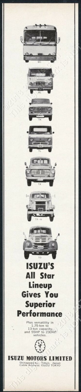 1962 Isuzu Truck Bus Car 7 Models Photo Unusual Vintage Print Ad