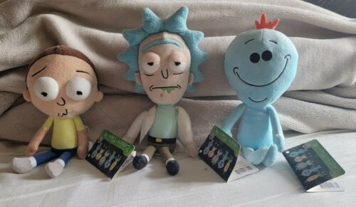 Rick And Morty And Mr Meseeks Plush, Bonus Bird Person And 2 Small Figurines