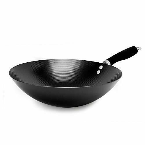 Non-stick Carbon Steel Wok With Soft Touch Riveted Handle, 12",black 12-inch