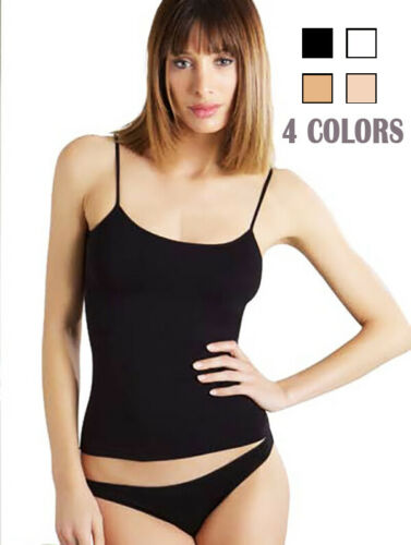 4 Pack Womens Cotton Camisole Tank Top Spaghetti Strap Assorted Colors Plain Sml