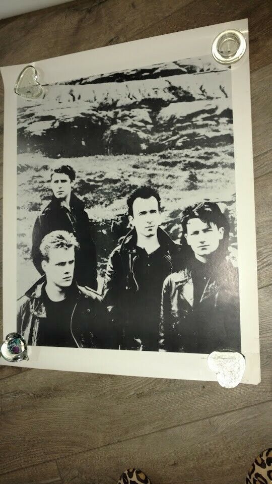 Cool Vintage Young Bono U2 Band B&w Poster 28 X 23