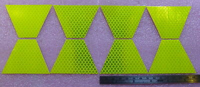 Set 8 Lime-yellow 3m Scotchlite 1.75 Reflective Fire Helmet Tetrahedron Stickers