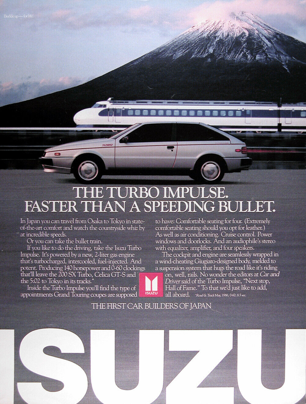 1987 Isuzu Impulse Turbo Genuine Vintage Ad ~ Osaka Bullet Train ~ Free Shipping