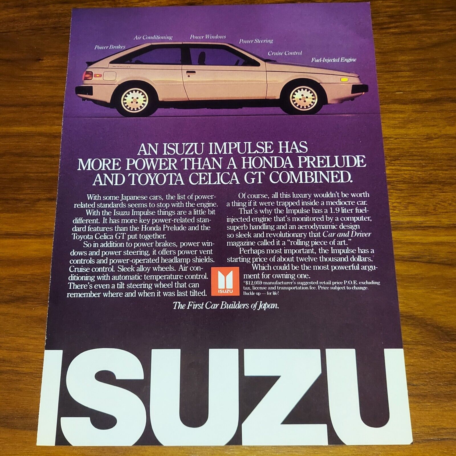 Isuzu Impulse Print Ad Magazine Advertisement Sport Coupe Car Builders Of Japan