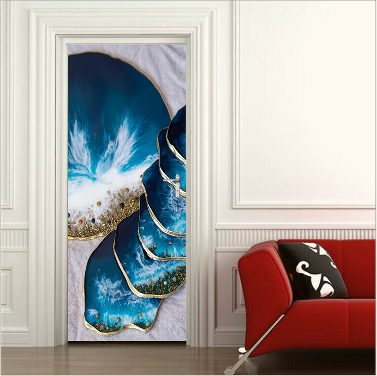 Sea Beach Picture Wallpaper Door Stickers Self-adhesive Living Room Door Murals