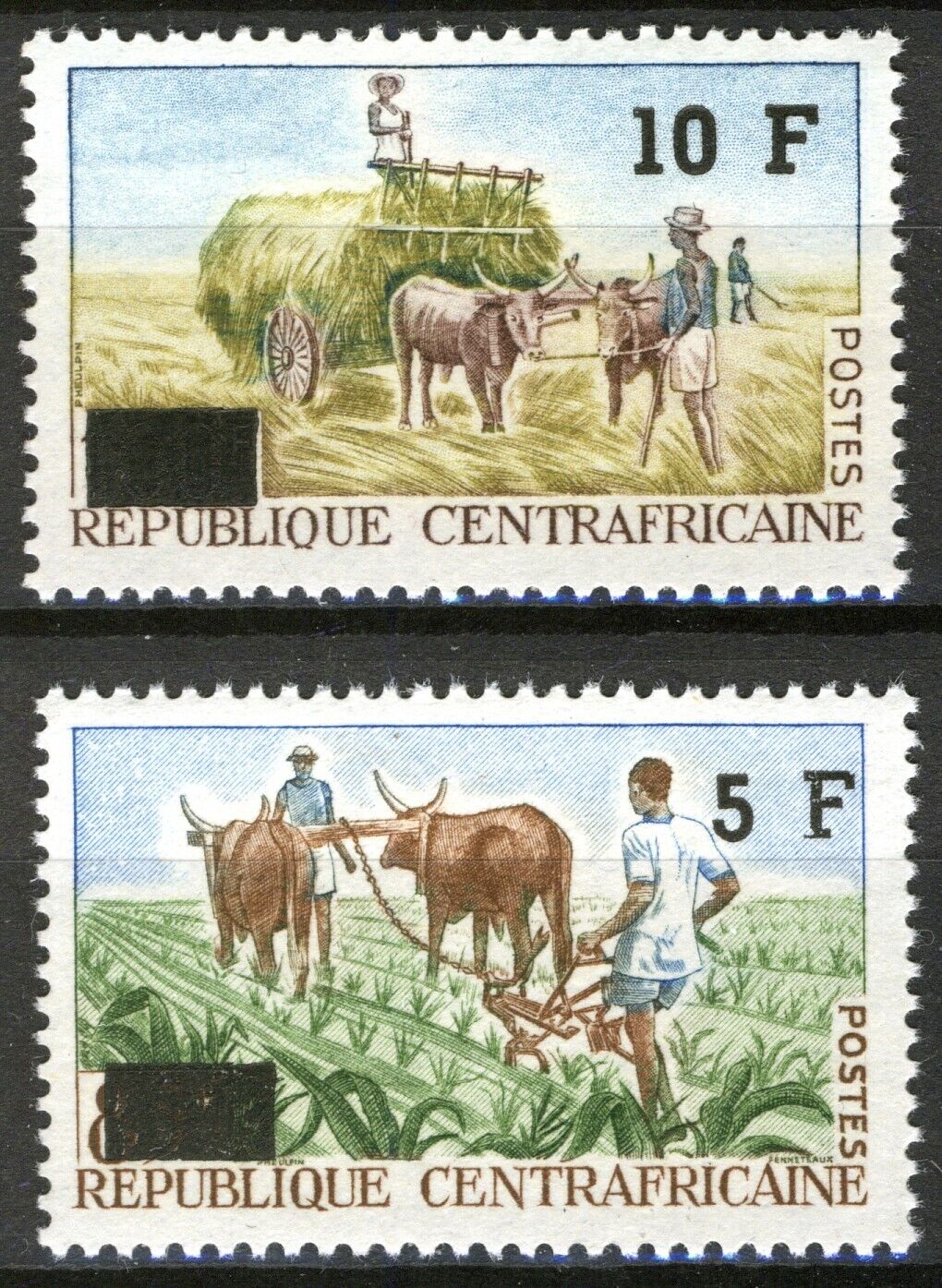 Central African Republic 1966, Overprints On Cattle In Agriculture Mnh Mi 103-04