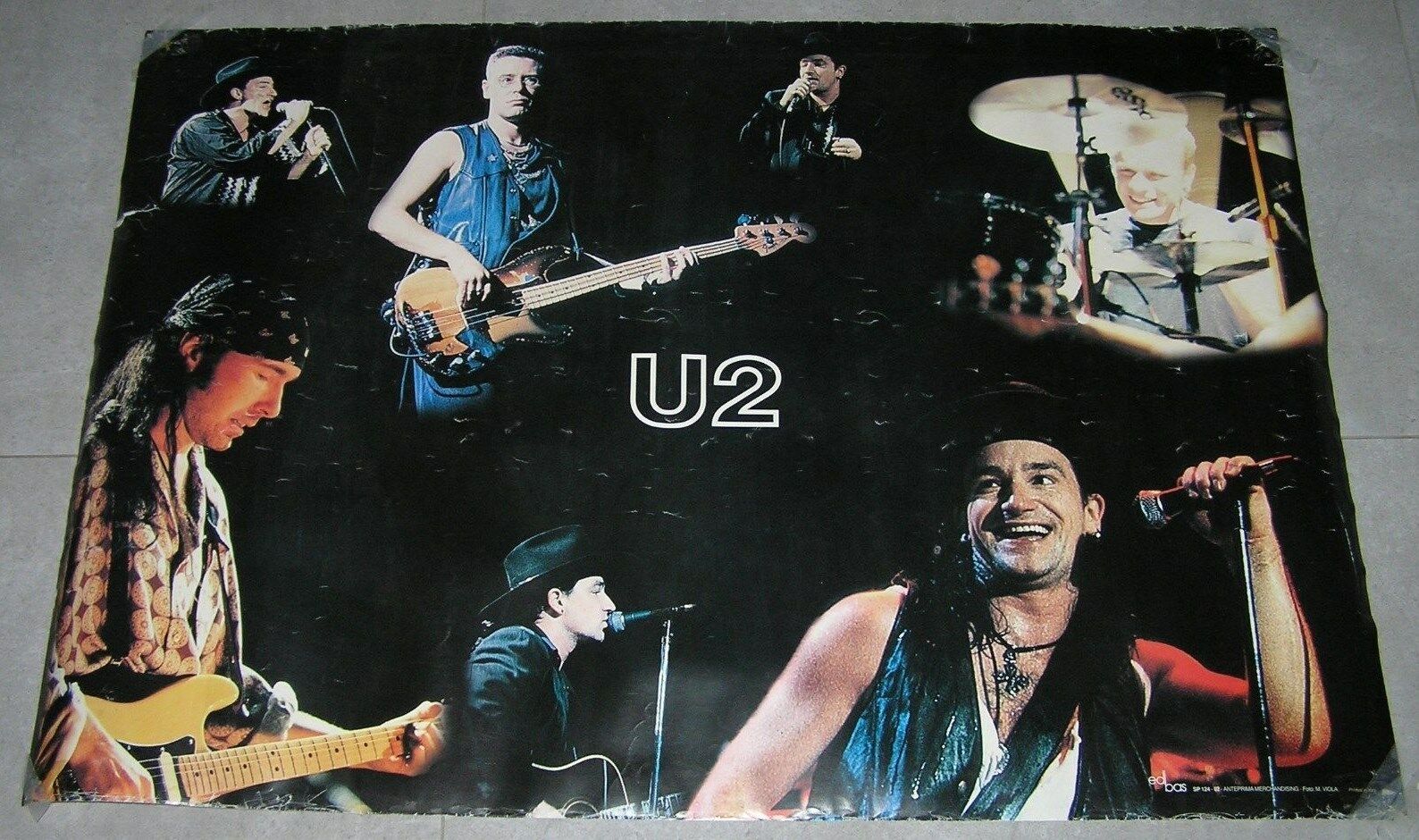 U2 Photo By M. Viola Original Official Huge Poster 39"x27" 1980s Printe In Italy