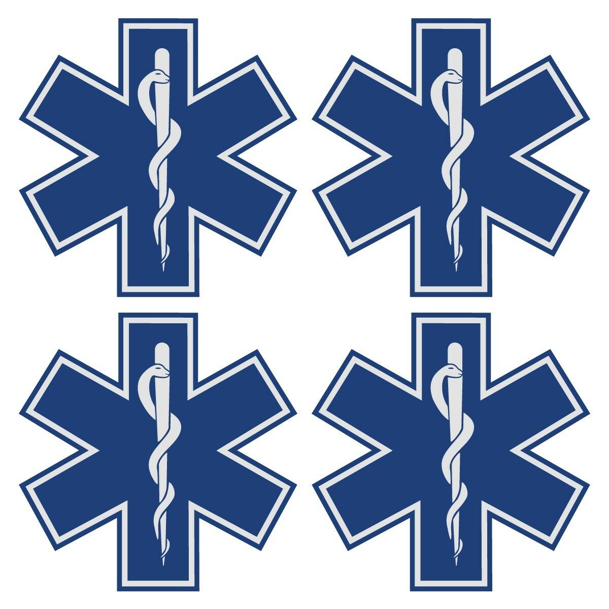 Star Of Life Blue Very Small 1" Reflective Decal Sticker Sheet Of 4