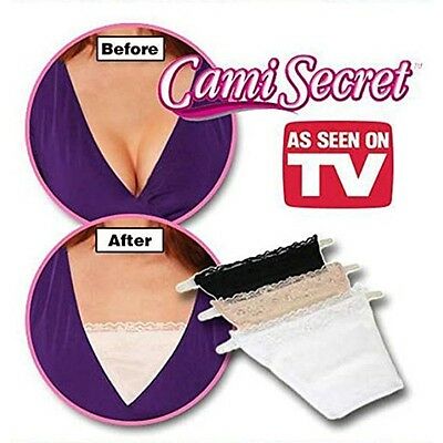 Cami Secret Set Of 3 Clip-on Camisole, Black/beige/white