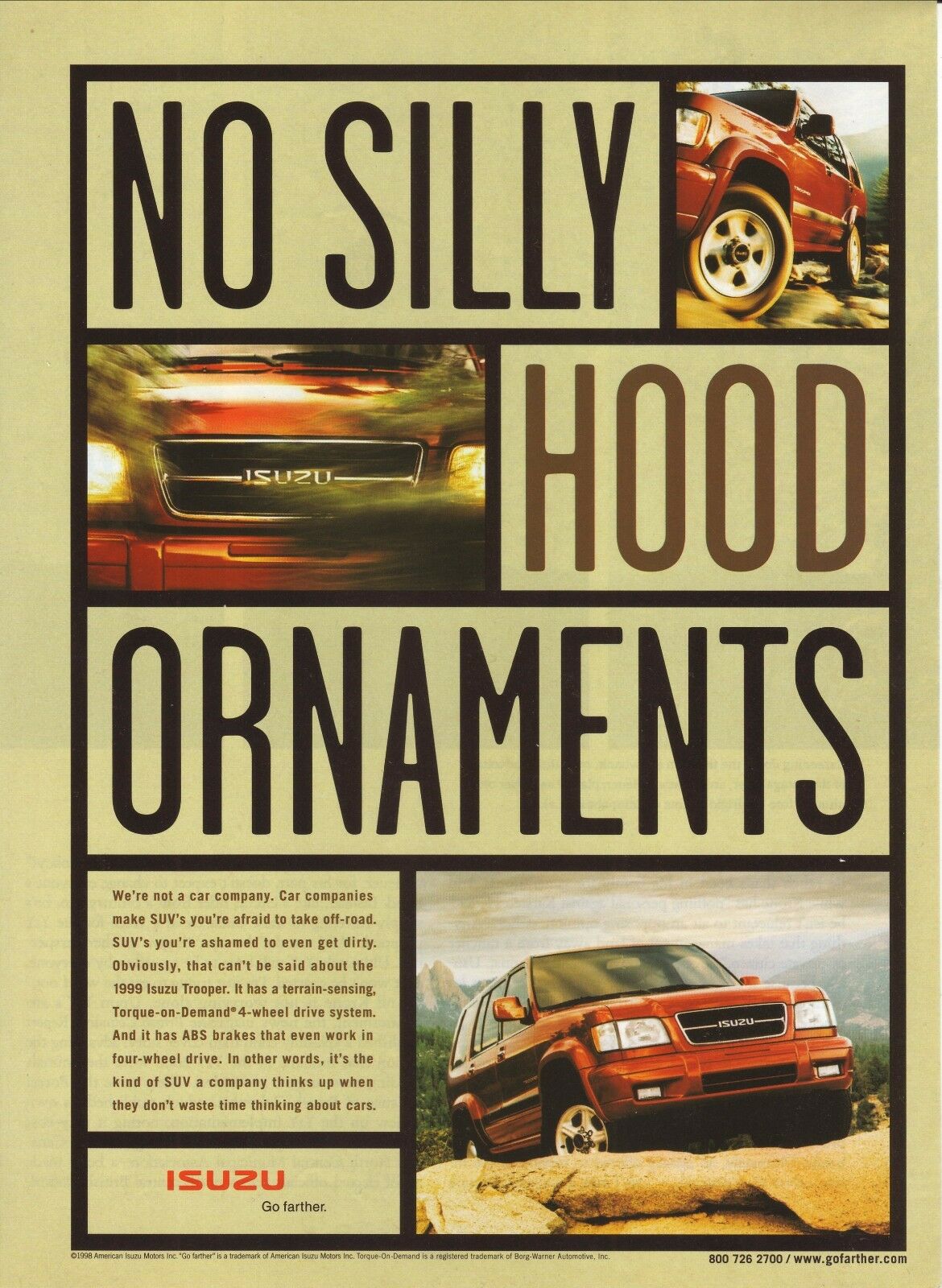 Isuzu Trooper--no Silly Hood Ornaments--1998 Magazine Advertisement
