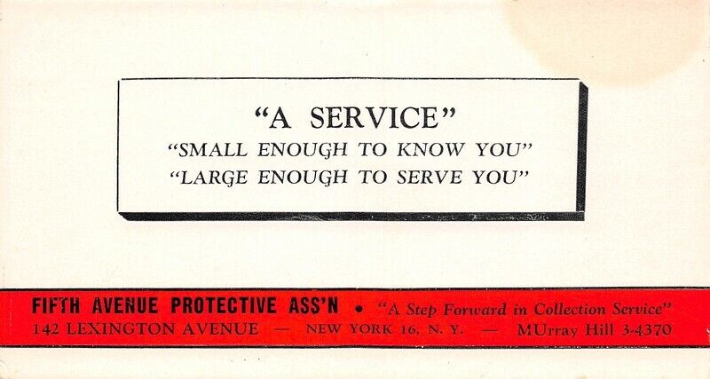 Fifth Avenue Protection Association Debt Collection Service New York Ny