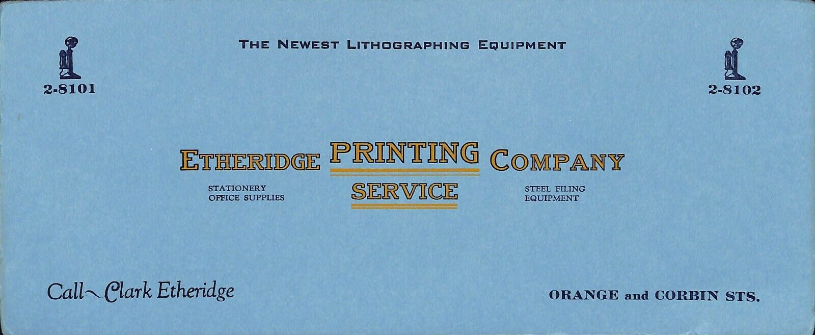 Etheridge Printing Company Supplies Service  Advertising Ink Blotter