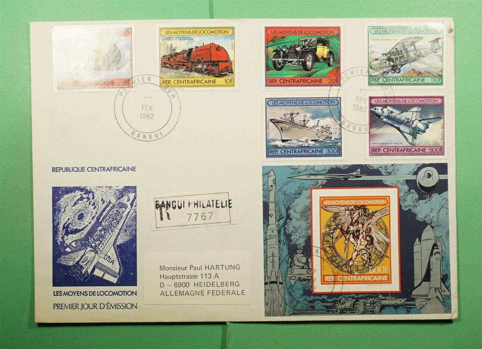 Dr Who 1982 Central African Republic Fdc Transportation S/s Combo Space  Lg13123