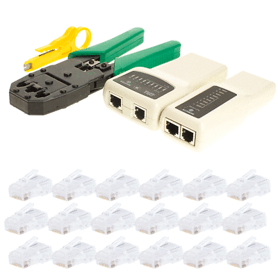Network Ethernet Rj45 Cat5e Cat6 Cable Tester Crimper Tool Kit Lan Cat5 Set